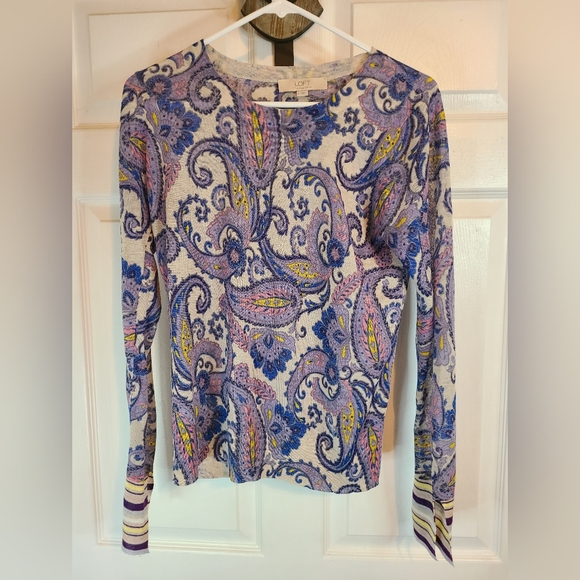 (1429) The Loft Woman's Long Sleeve Blouse, Small Design: Paisley Multi Color - Picture 2 of 14